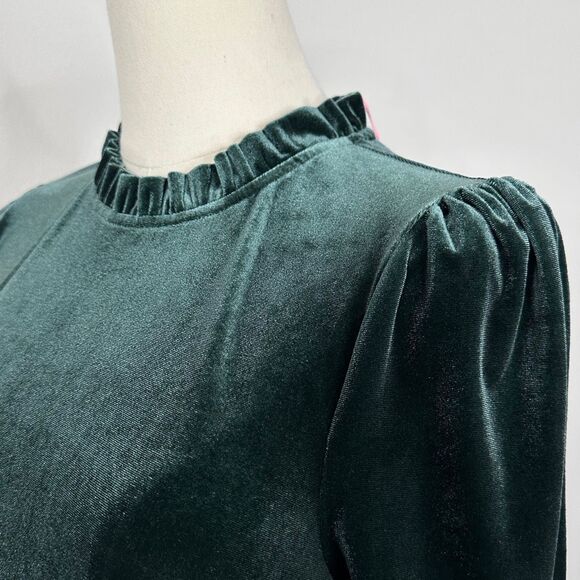 Boden Velvet Ruffle Mock Neck Top Green T1496 NWT 6 Holidays Whimsigoth Romantic - Picture 10 of 11